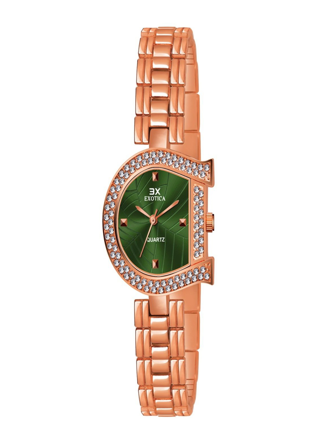 Exotica Fashion New Girls Trending Analogue Watch EX-2591-Rose Gold Green