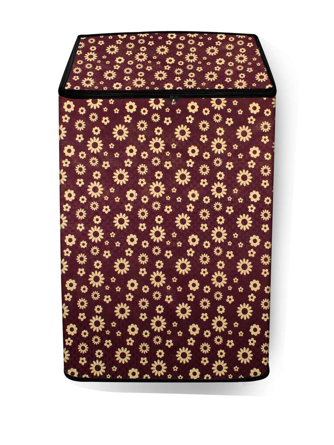 The Furnishing Tree Washing Machine Cover Floral Pattern Coffee Compatible for Whirlpool 6.5 Kg Ful