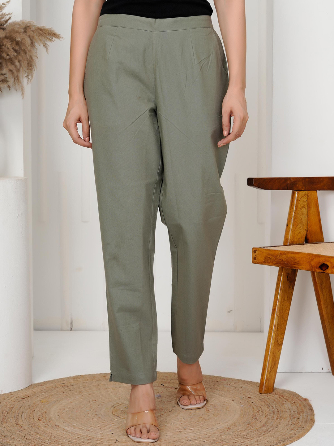 SIGNORIA Women Mom Fit Cotton Peg Trousers