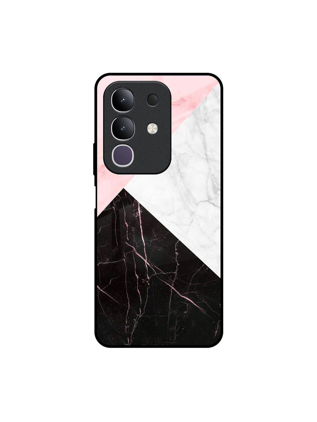QRIOH Unisex Vivo T4x 5G Marble Collage Art Impact Resistant Glass Back Case