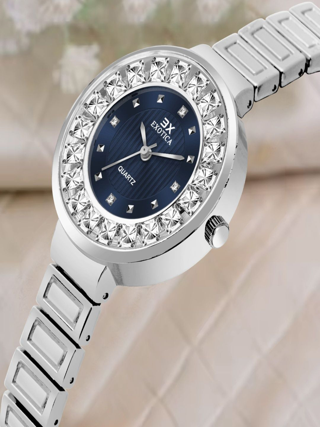 Exotica Fashion  Girls Brass Dial & Stainless Steel Straps Watch EX-5042-PNP Blue