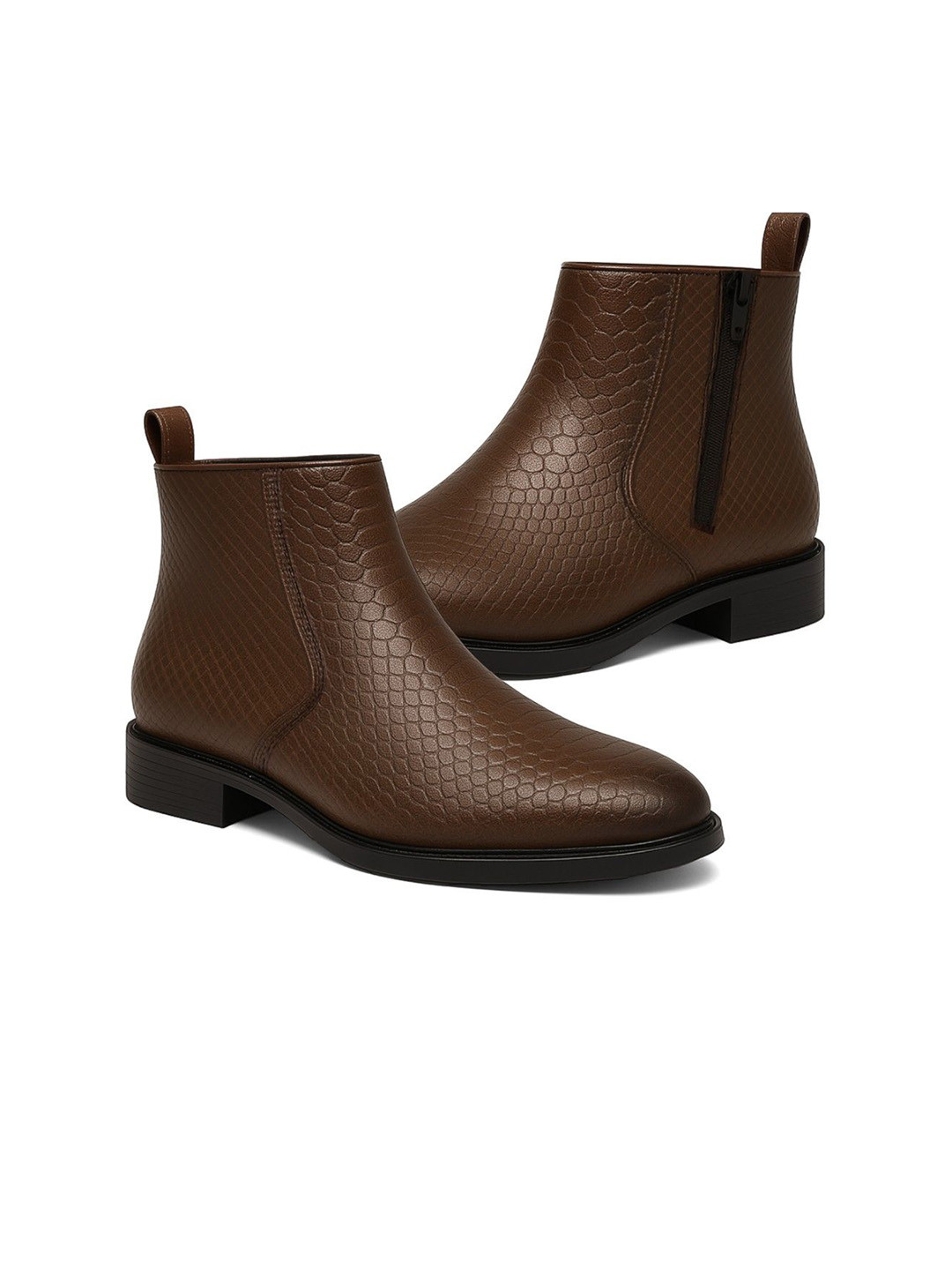 KRAASA Men Snake Print Casual Chelsea Boots