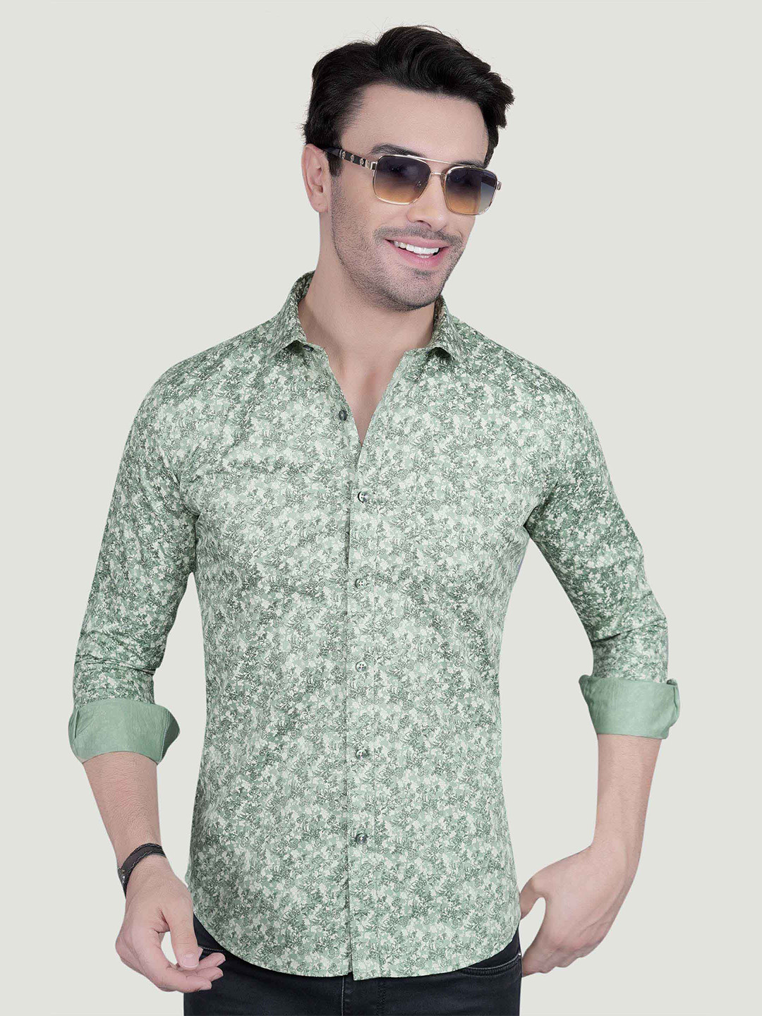 ALMATY Nature Comfort Floral Printed Slim Fit Cotton Shirt