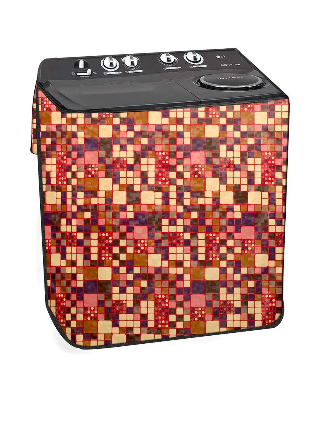 The Furnishing Tree Washing Machine Cover Abstract Pattern Brown Compatible for Whirlpool 7 Kg Semi