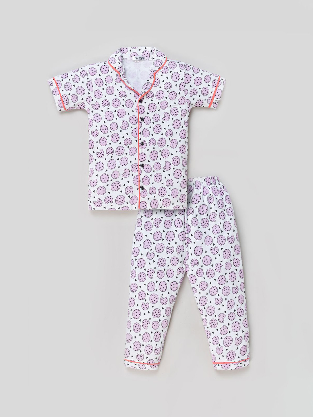 THE TORN Kids Conversational Printed Lapel Collar Pure Cotton Night Suit