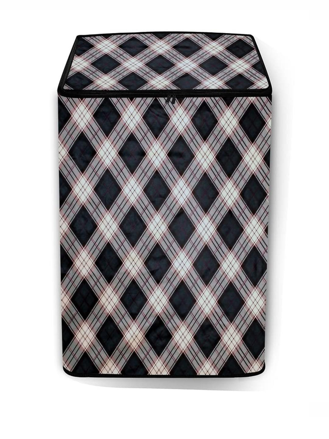 The Furnishing Tree Washing Machine Cover Checkered Pattern Cream Compatible for Whirlpool 7.5 Kg F