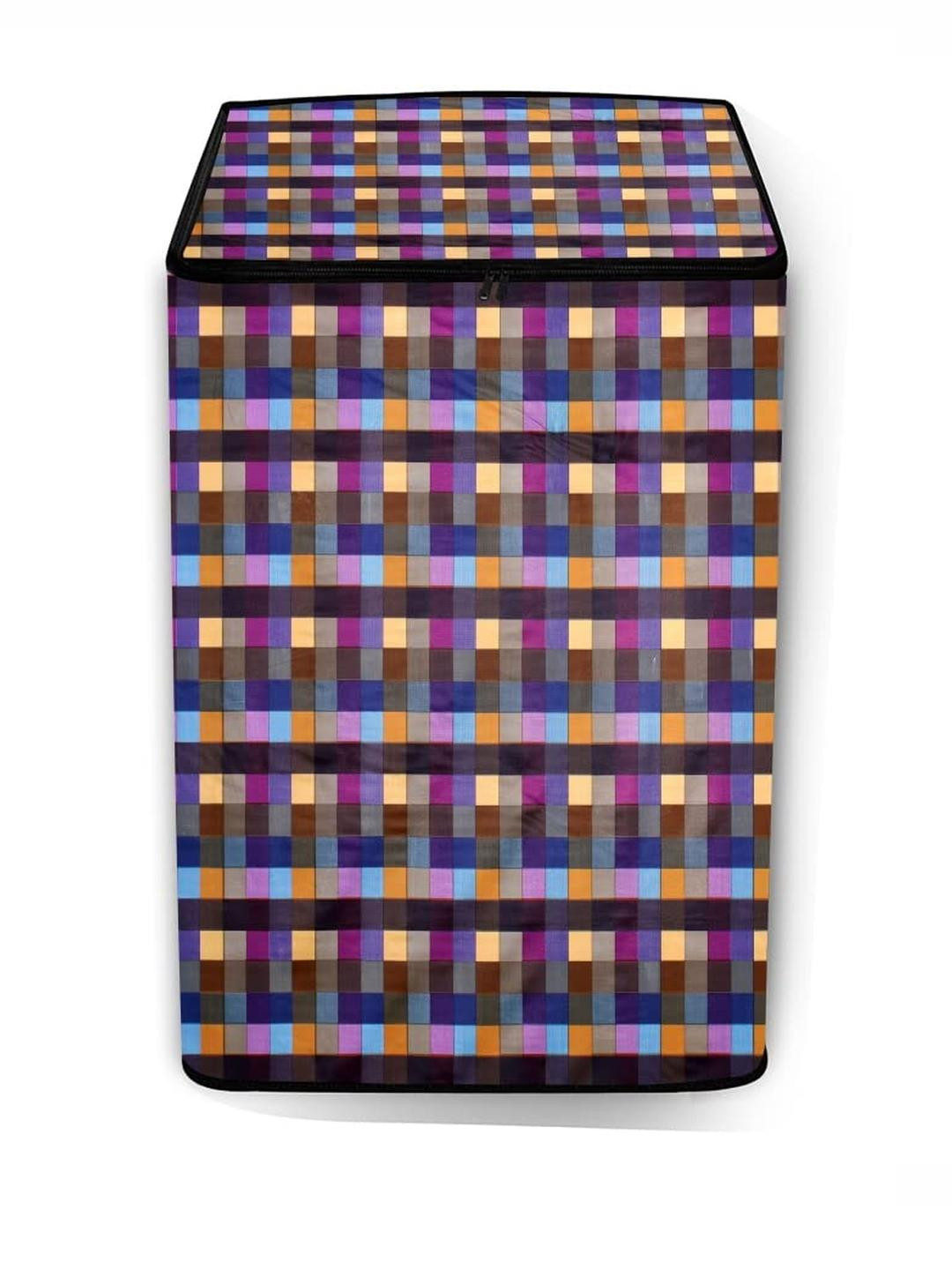 The Furnishing Tree Washing Machine Cover Lattice Pattern Bluish Compatible for Whirlpool 6.2 Kg Fu