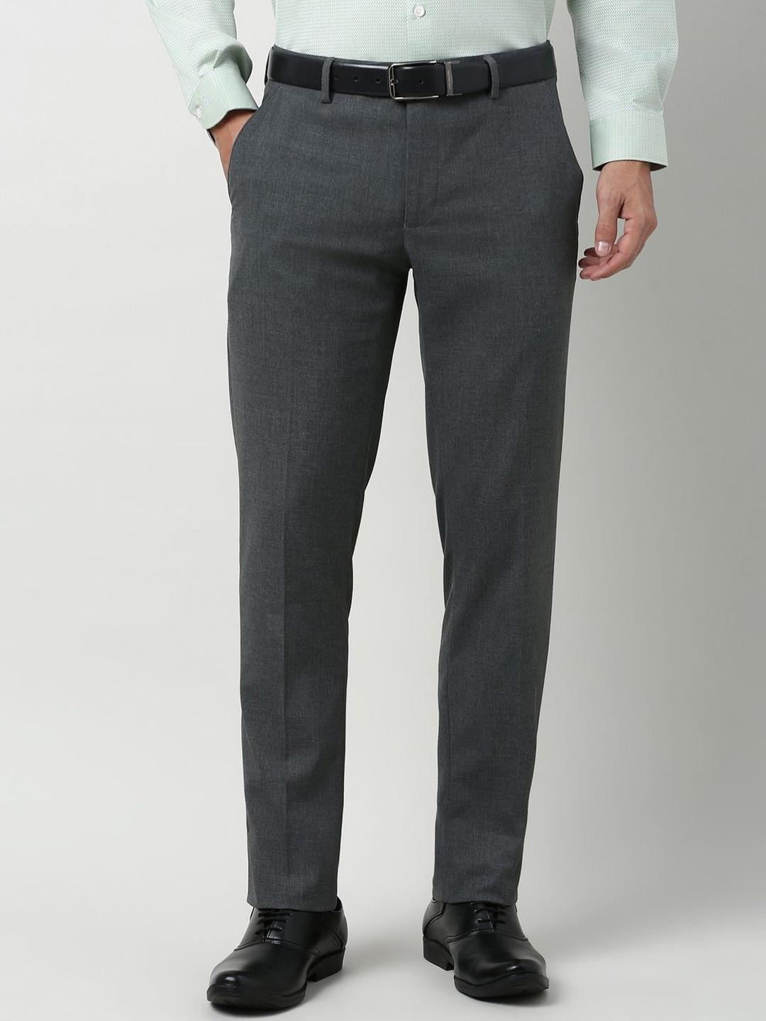 Peter England Men Slim Fit Mid-Rise Formal Trousers