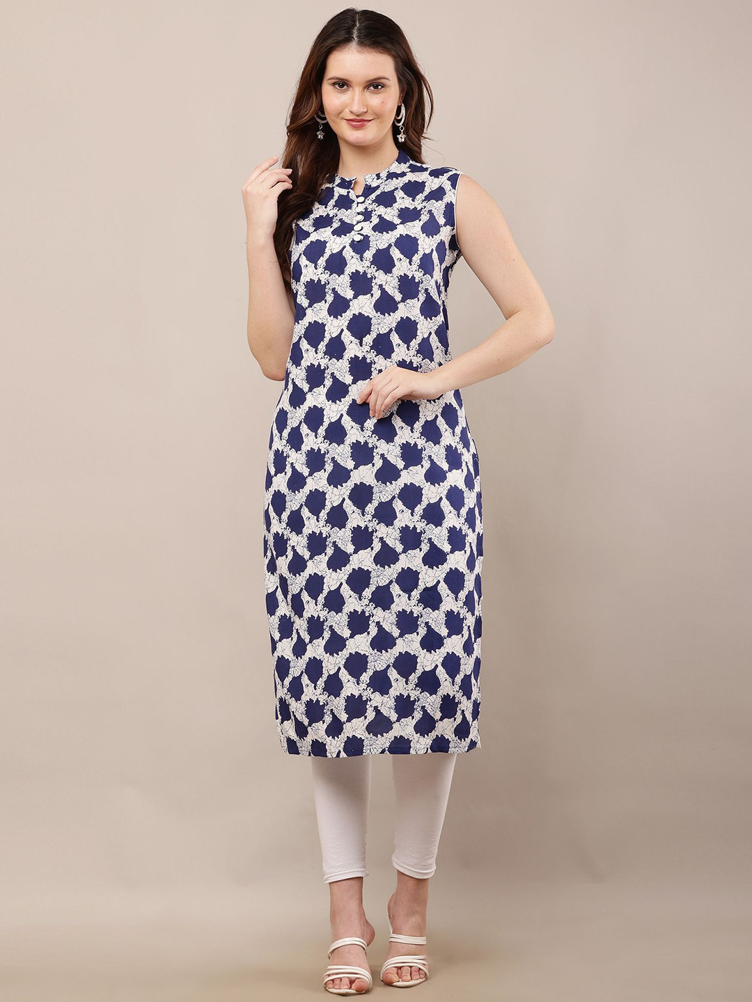 STYLERISE Women Printed Mandarin Collar Straight Kurta
