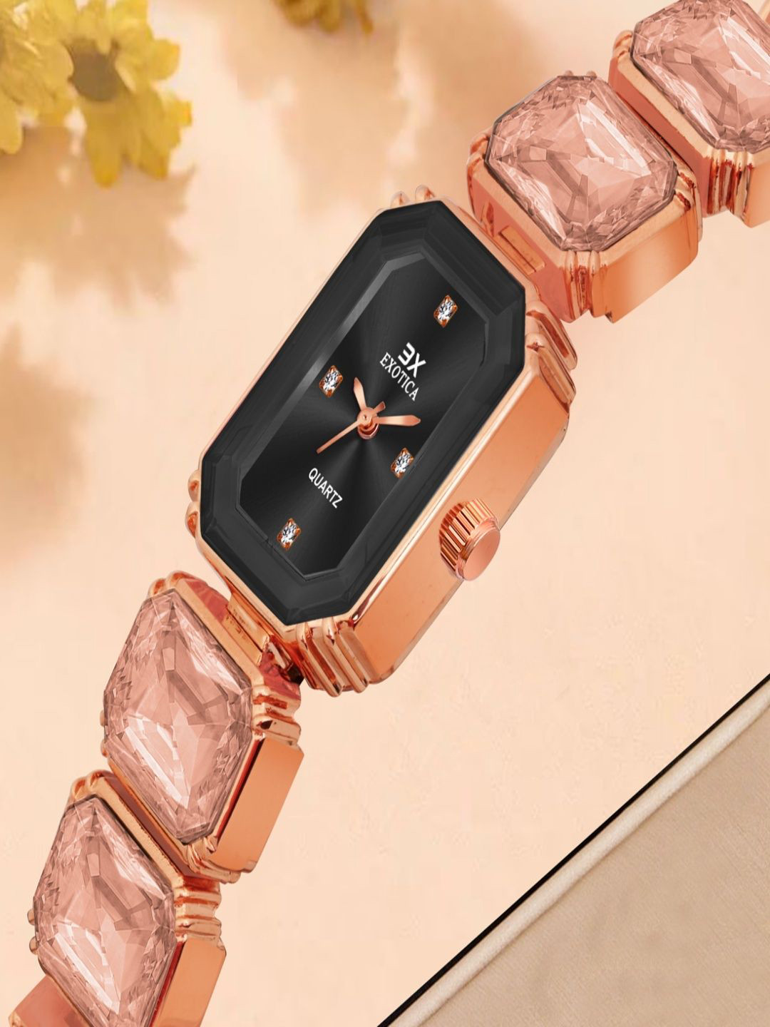 Exotica Fashion Girls Stainless Steel Bracelet Style Straps Analog  Watch EX-6076-RG Black