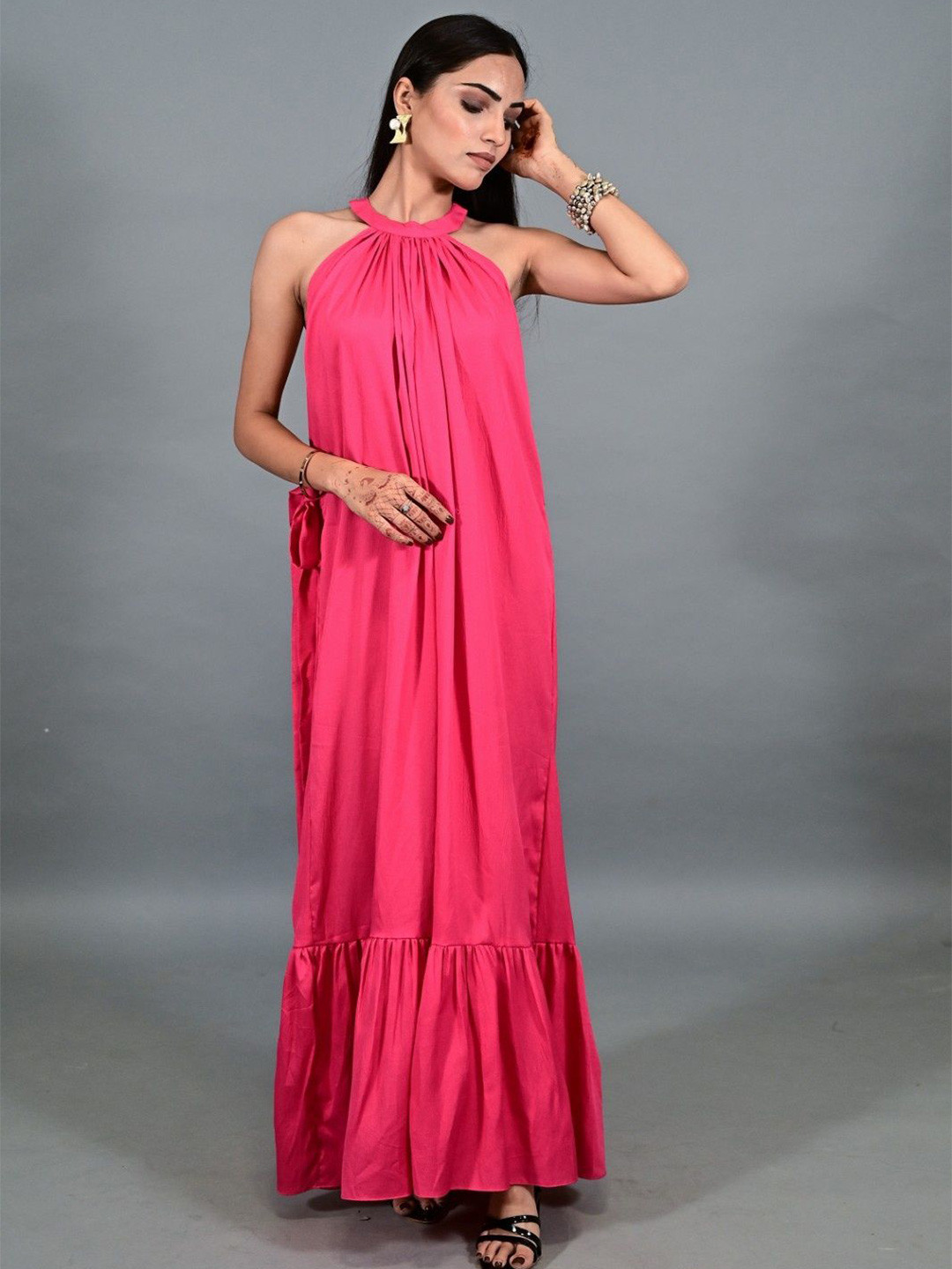 THE BEHRUZ THEORY Bloom Women Halter Neck Maxi Dress