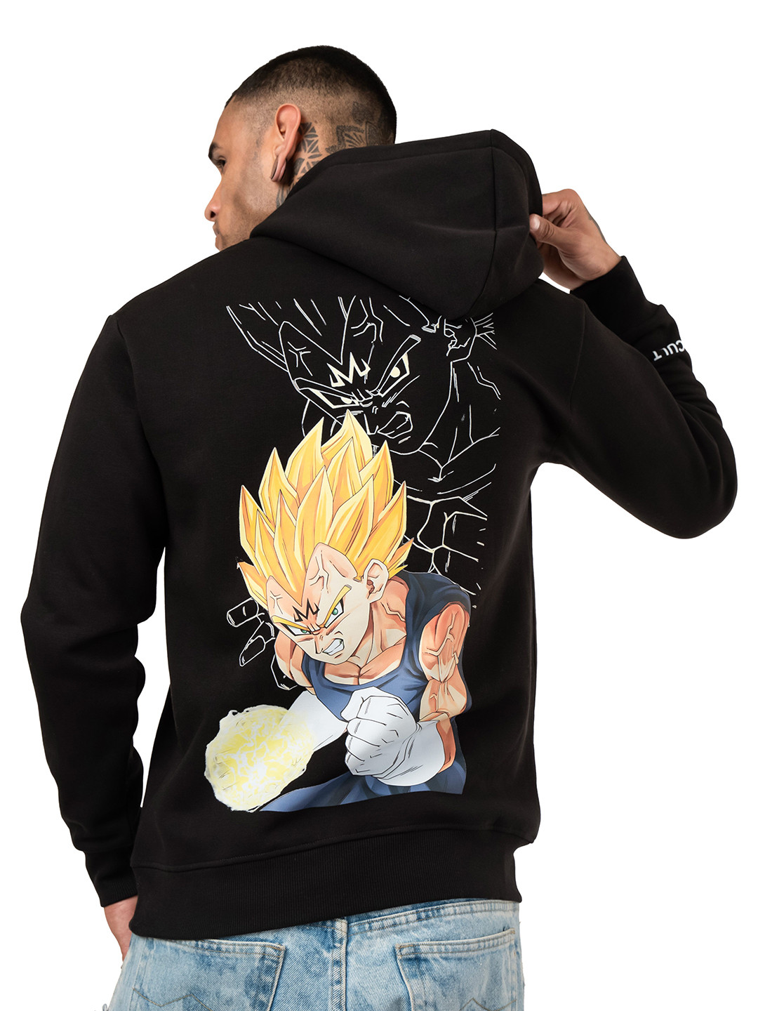 RHINO CULT Men Dragonball Fire Graphic Printed Hooded Cotton Pullover Sweatshirt