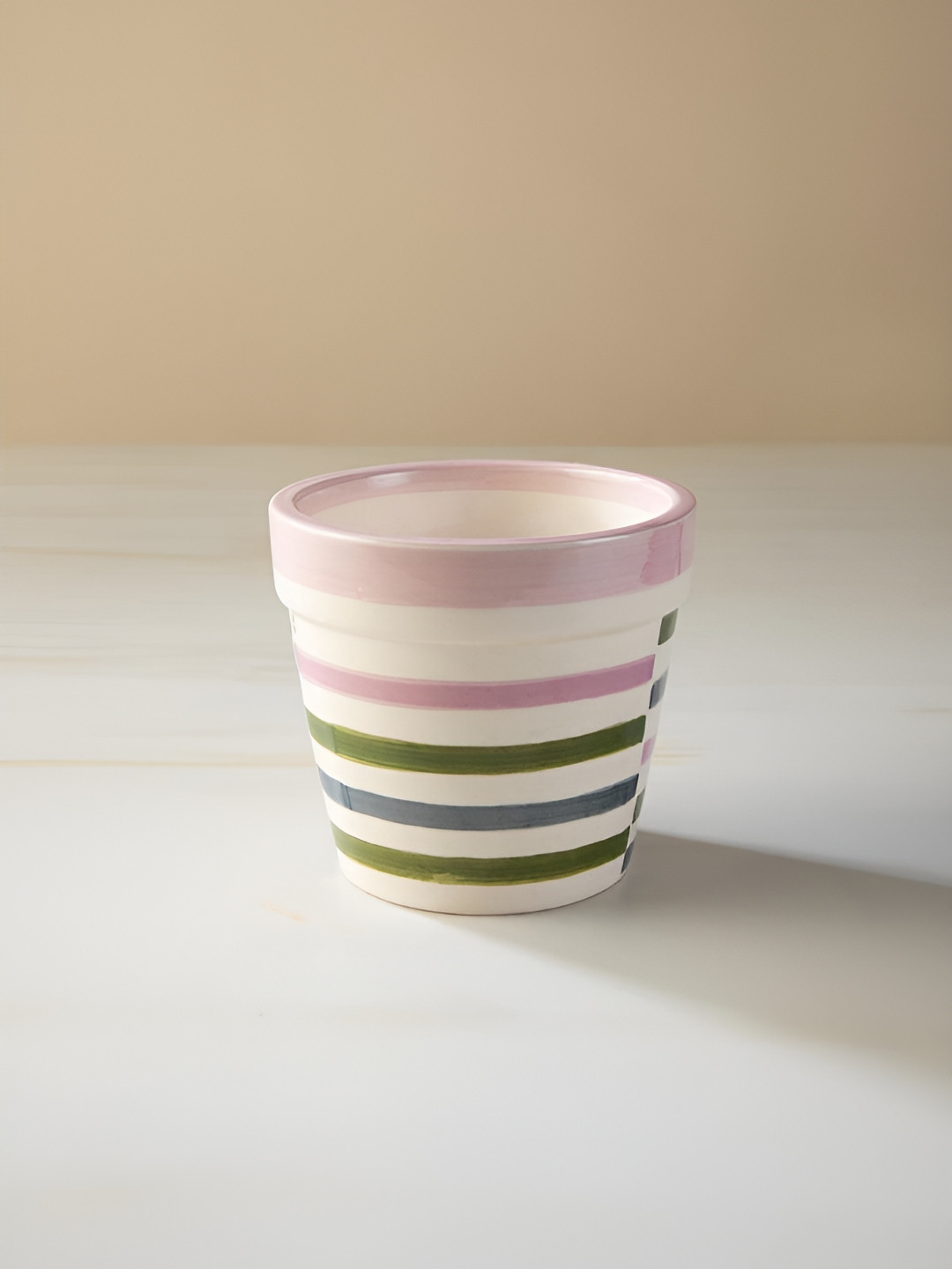 FREEDOM TREE Pink & Purple Colored Striped Ceramic Planters