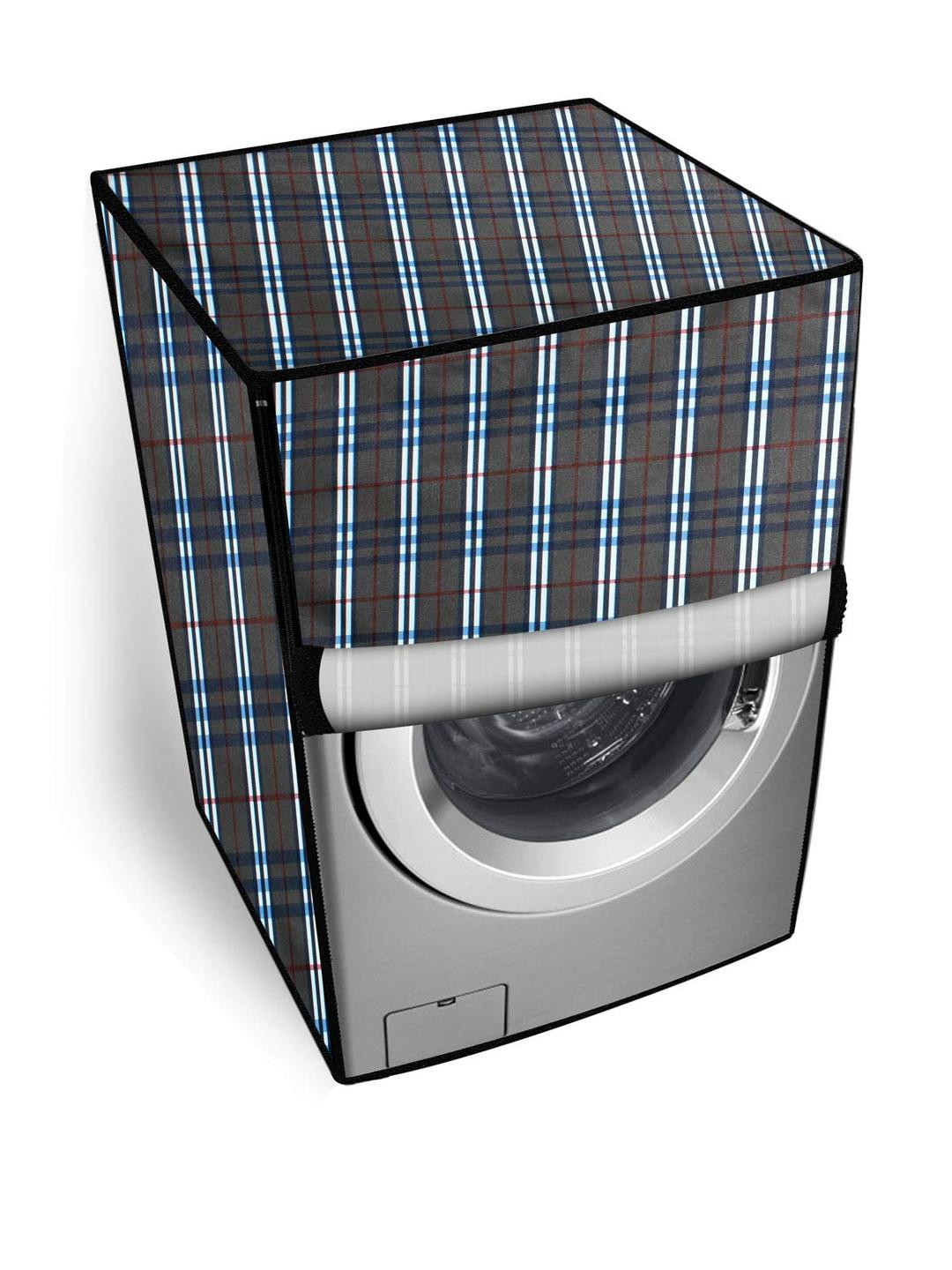 The Furnishing Tree Washing Machine Cover Check Black Compatible for Samsung 7 Kg Fully-Automatic F