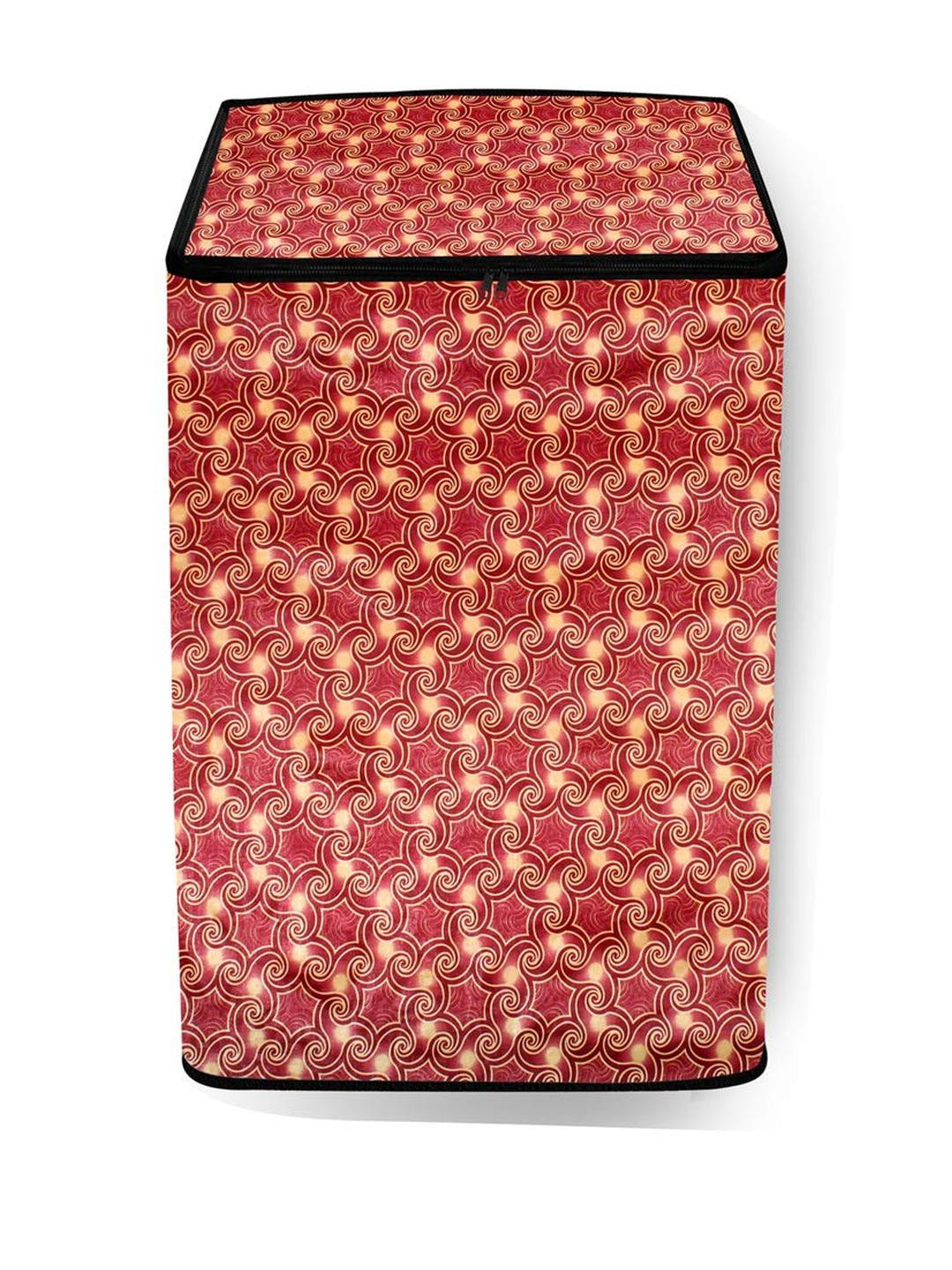 The Furnishing Tree Washing Machine Cover Frieze Pattern Maroon Compatible for Whirlpool 7.2 Kg Ful