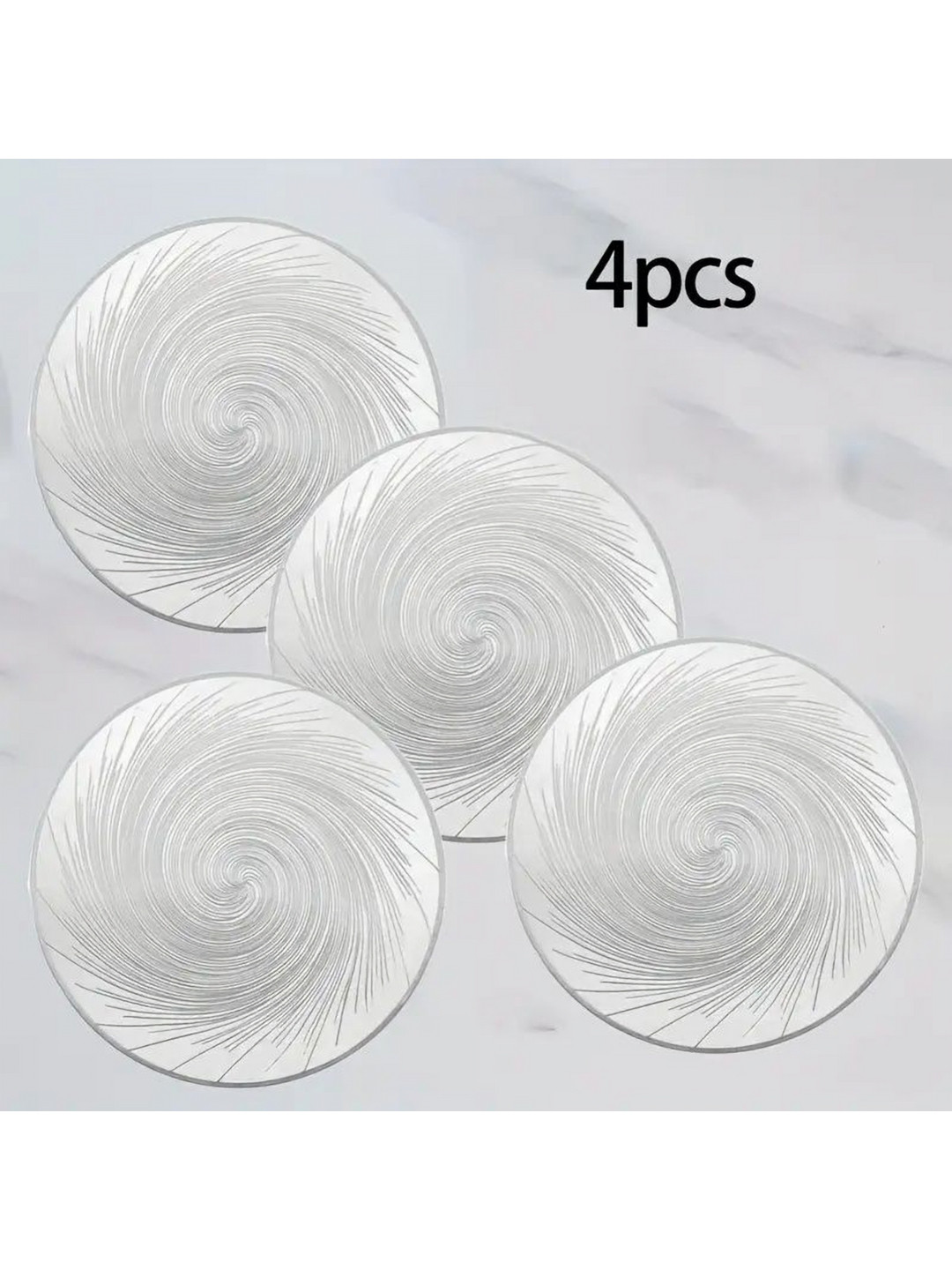 LooMantha 4Pcs White & Black Striped Waterproof Heat-Resistant Round Table Placemats