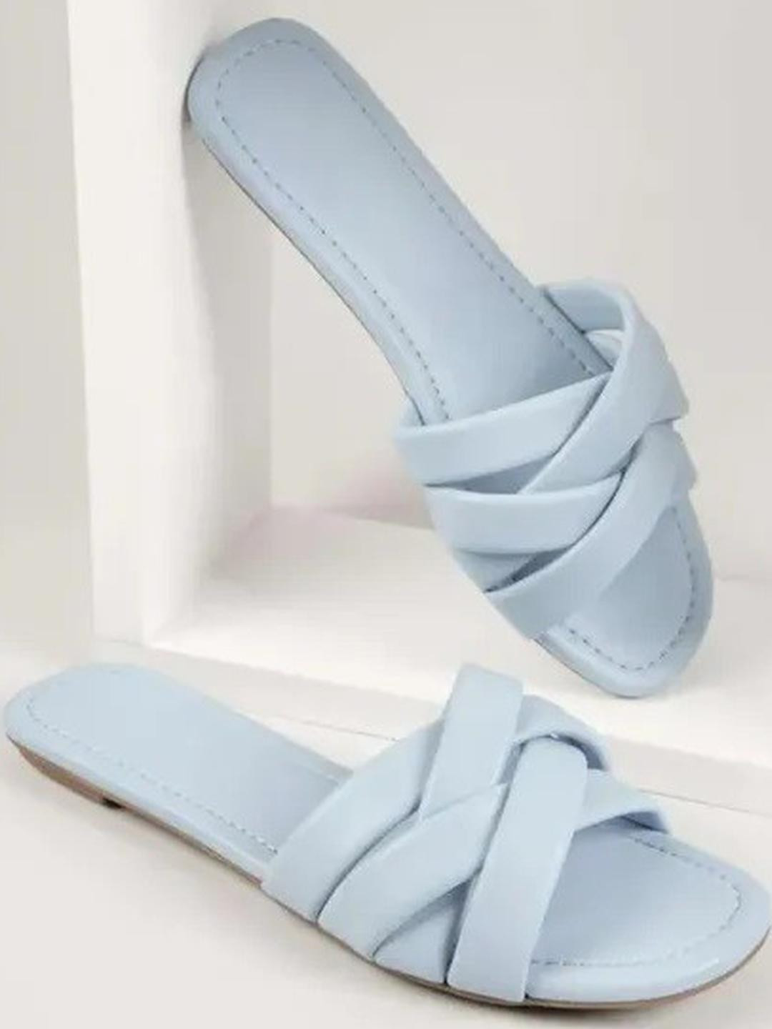 NOWRY Women Blue Leather Sandals