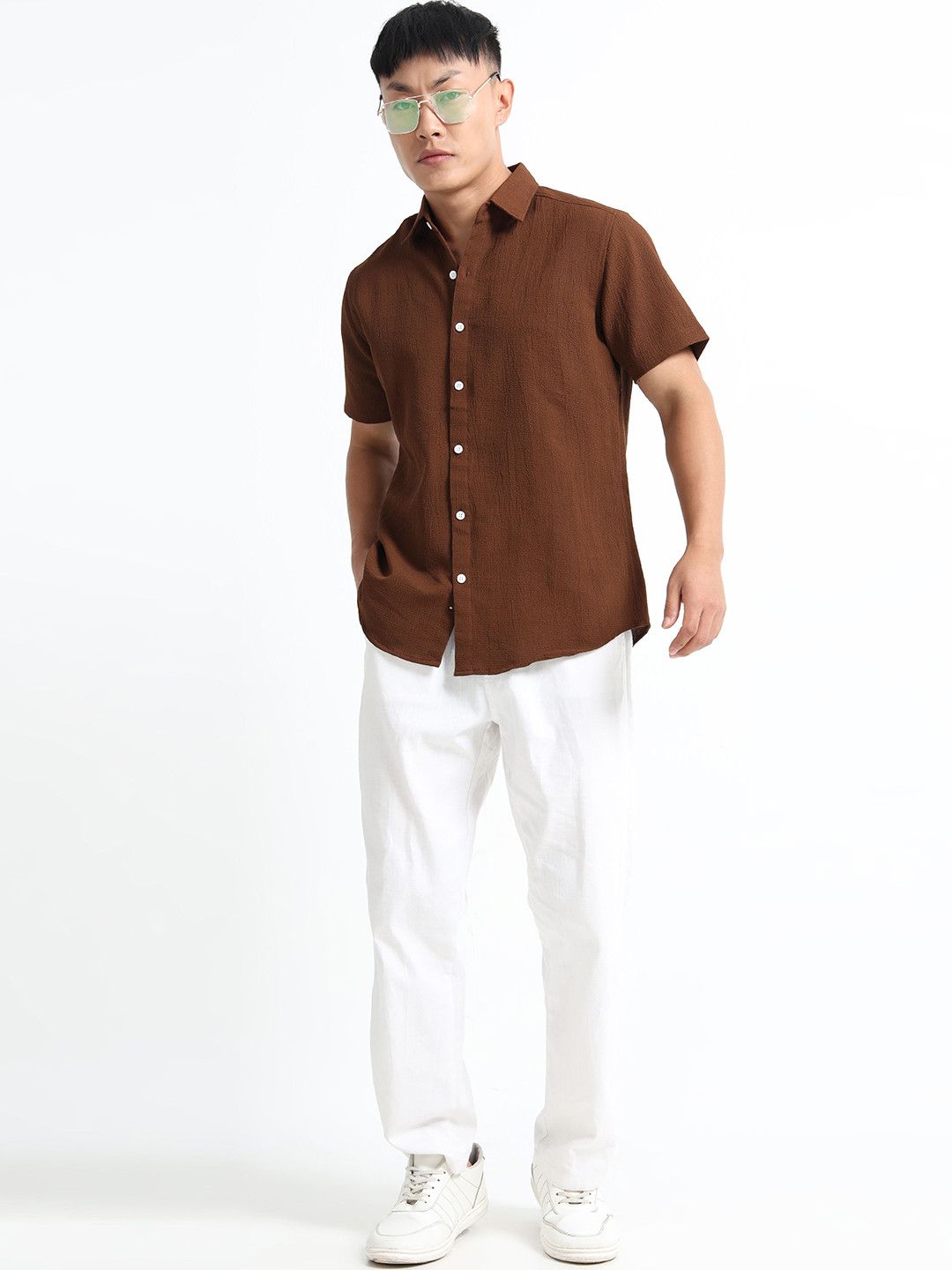 MOHICANS Regular Fit Spread Collar Short Sleeves Casual Shirt