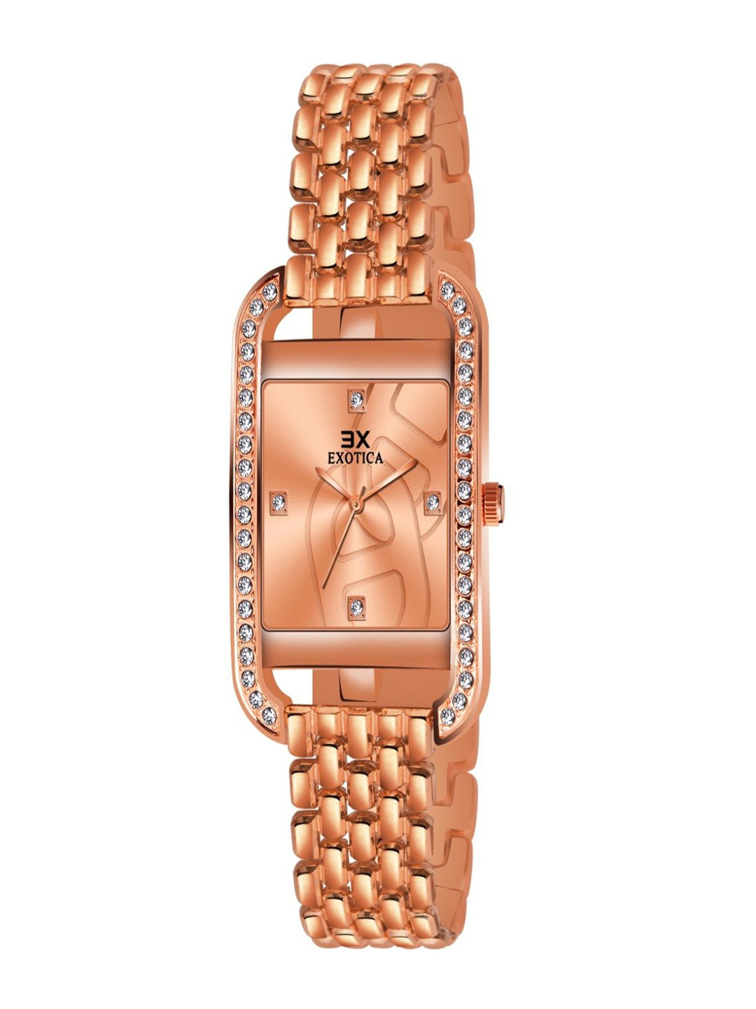 Exotica Fashion Girls Brass Embellished Dial Analogue Watch EX-6095-Rose Gold