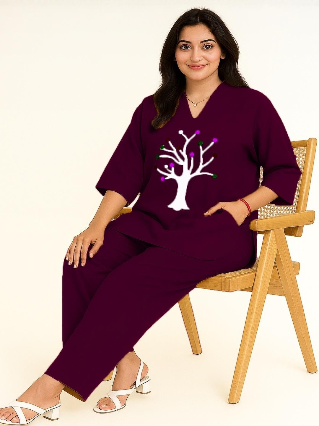 Naida Embroidered Top & Trousers Co-Ords