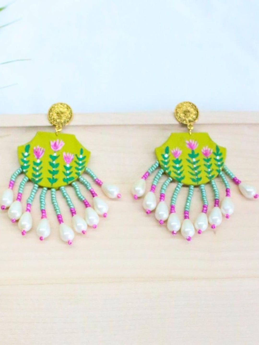 Phool Baag Hand-Painted Garden Drop Earrings