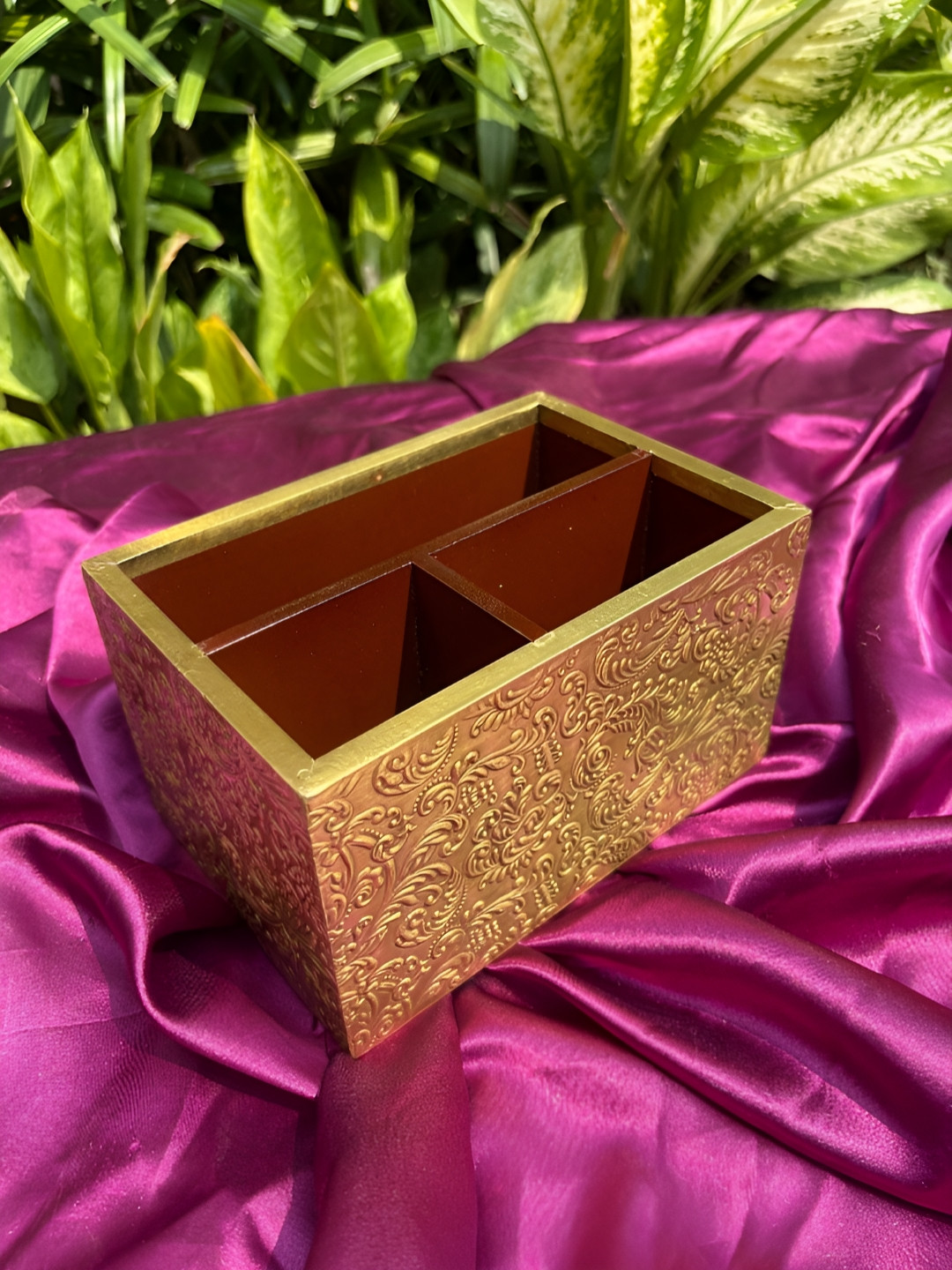 Barn 14 Yellow & Brown Ethnic-Textured Cutlery Stand