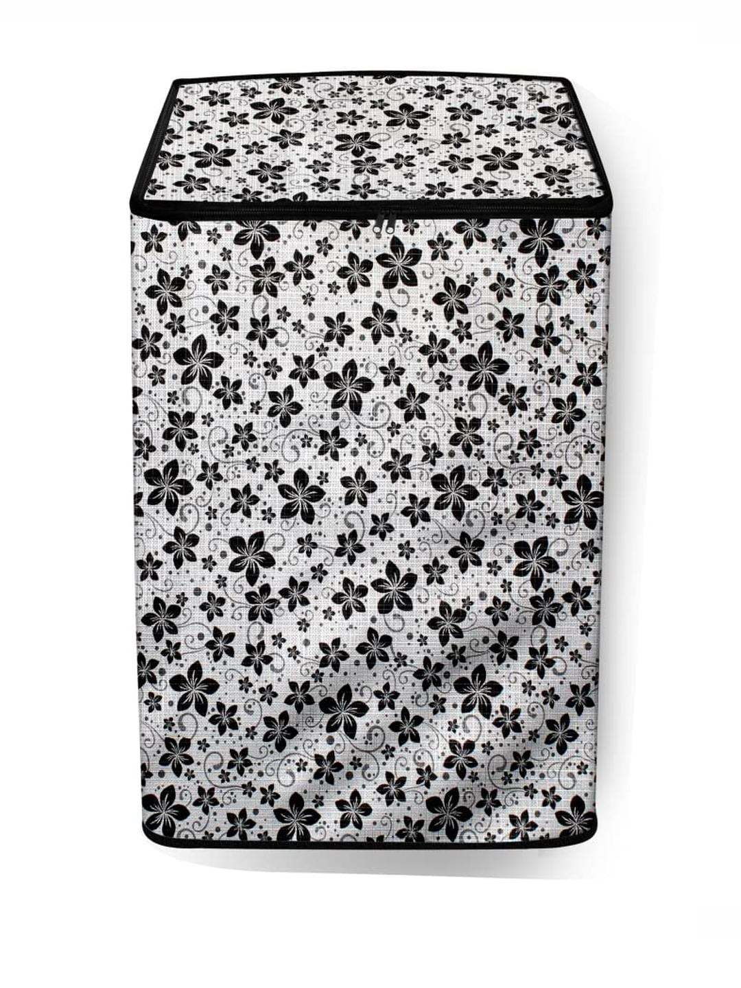 The Furnishing Tree Washing Machine Cover Floral Pattern Grey Compatible for Whirlpool 8 kg Fully-A