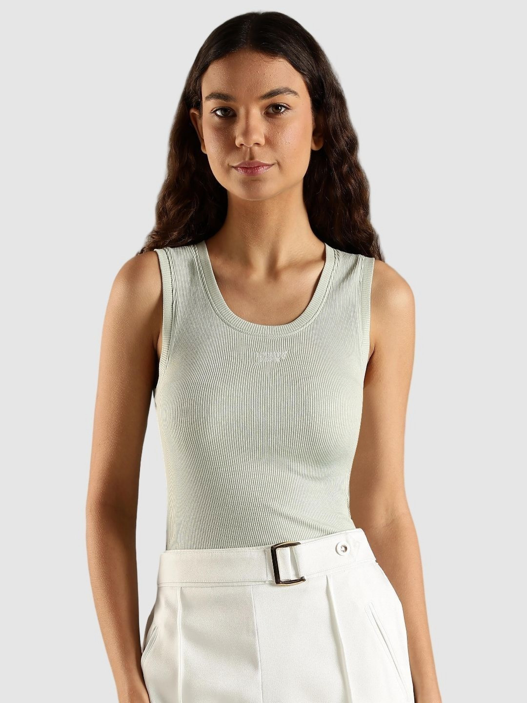 Tommy Hilfiger Sleeveless Round Neck Pure Cotton Slim Fit T-shirt