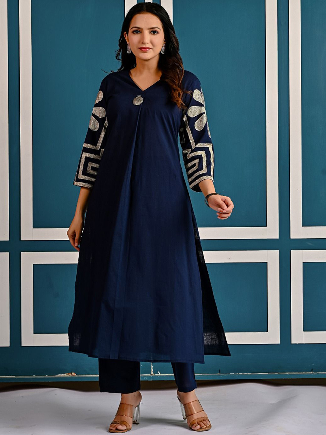 AUTUMN LANE Mika Tufts Floral Embroidered Thread Work Pure Cotton Kurta With Trouser