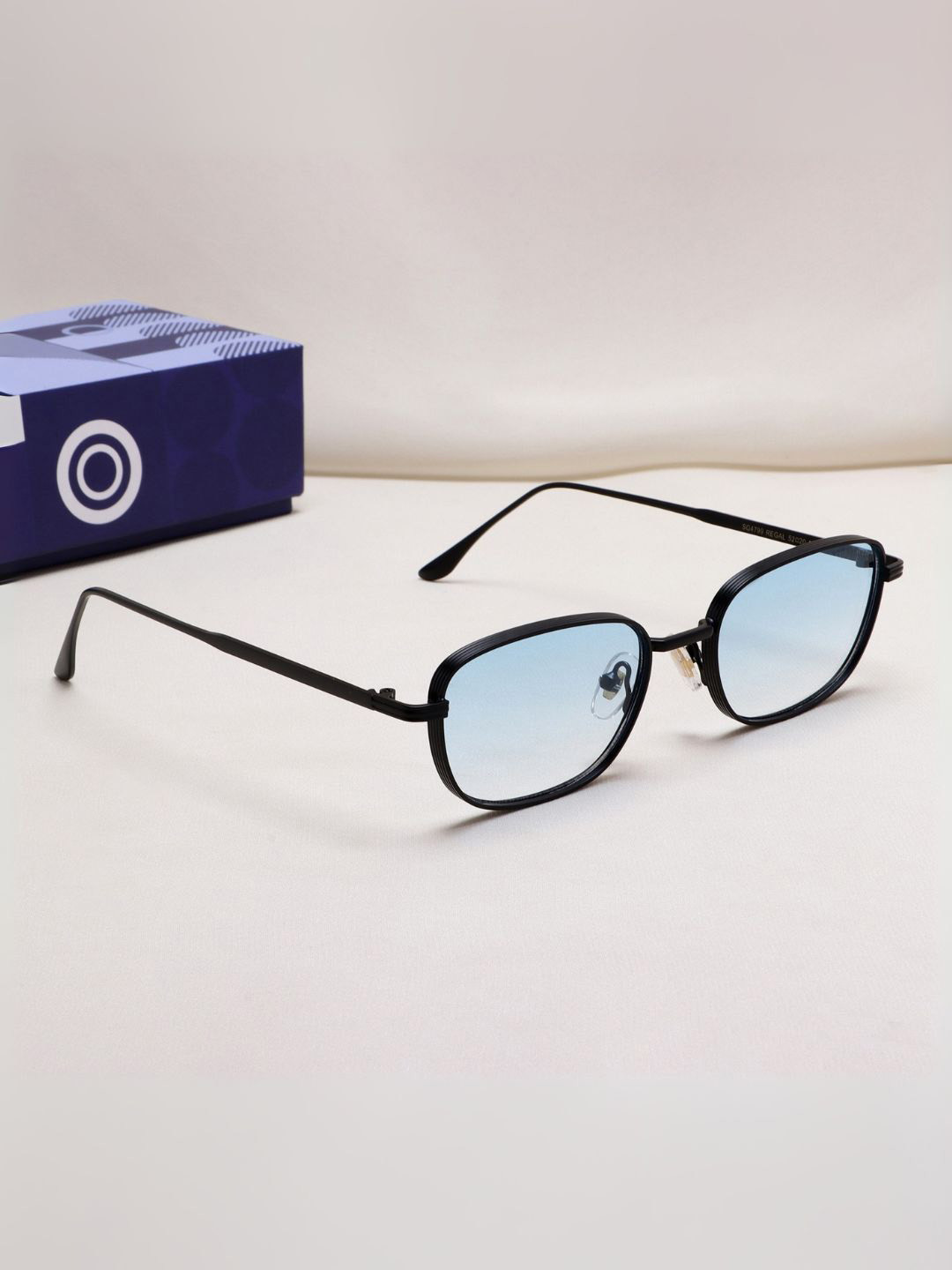 SUNGLASSIC Unisex UV Protected Rectangle Sunglasses REGAL-BLACK-BLUE-GR