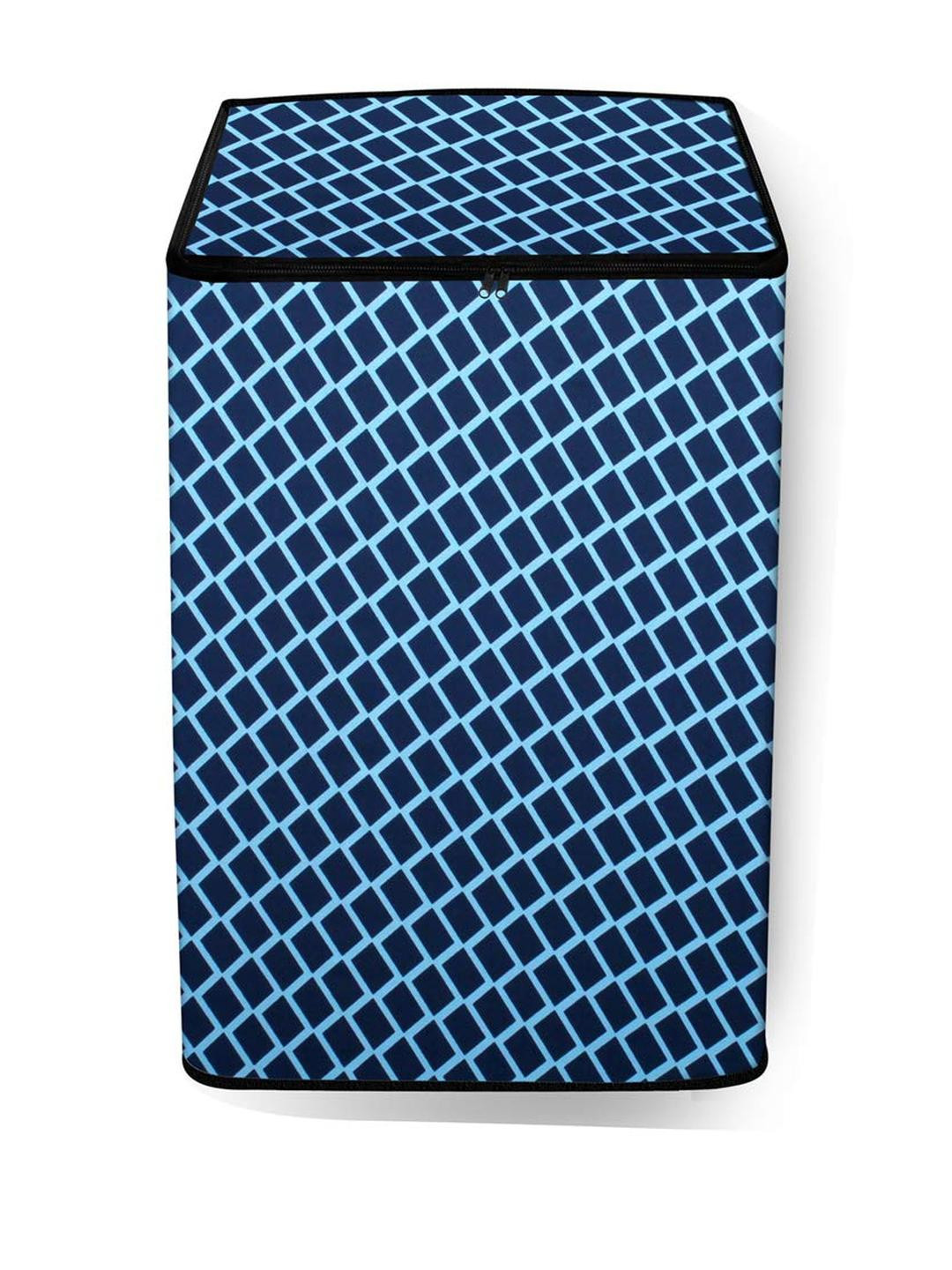 The Furnishing Tree Washing Machine Cover Check Blue Compatible for Whirlpool 7.5 Kg Fully-Automati