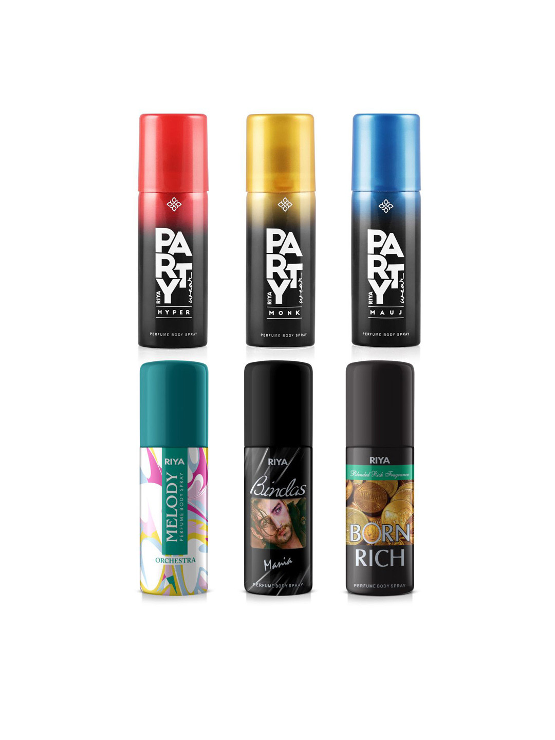 RIYA Set Of 6 Long Lasting Body Spray - 40 ml Each