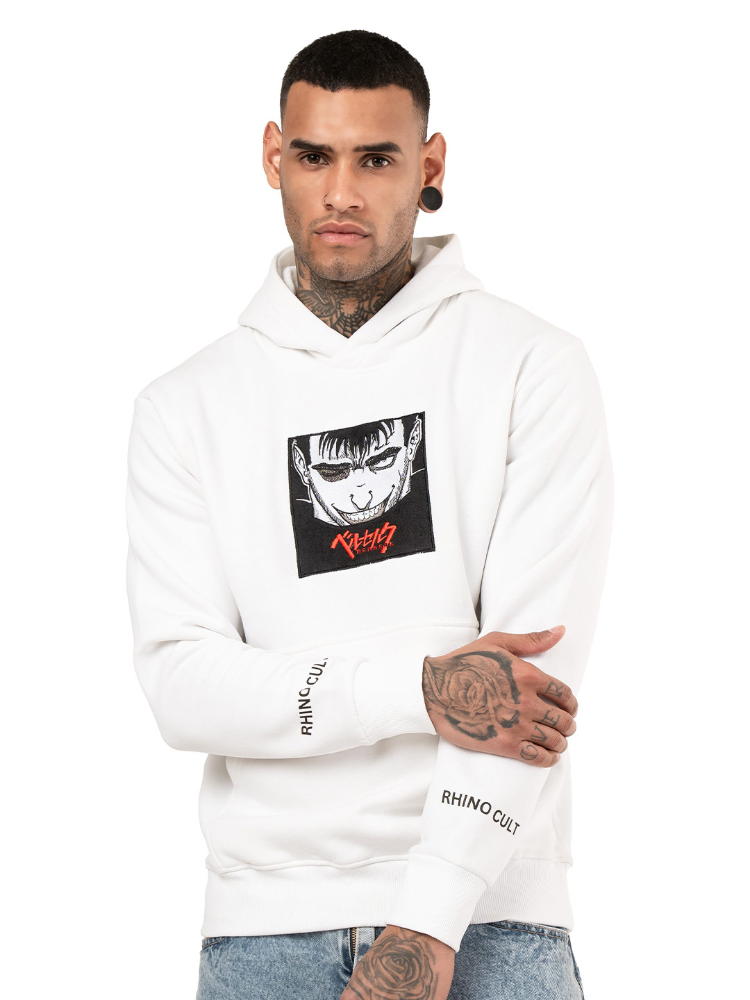 RHINO CULT Men Embroidered Cotton Pullover Sweatshirt