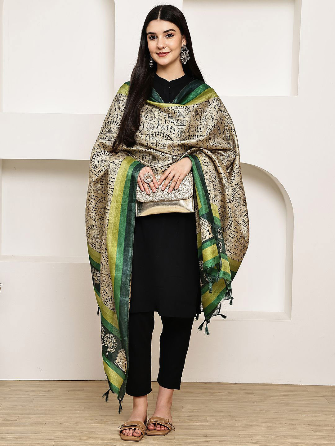 LOOM LEGACY Floral Printed Modal Dupatta