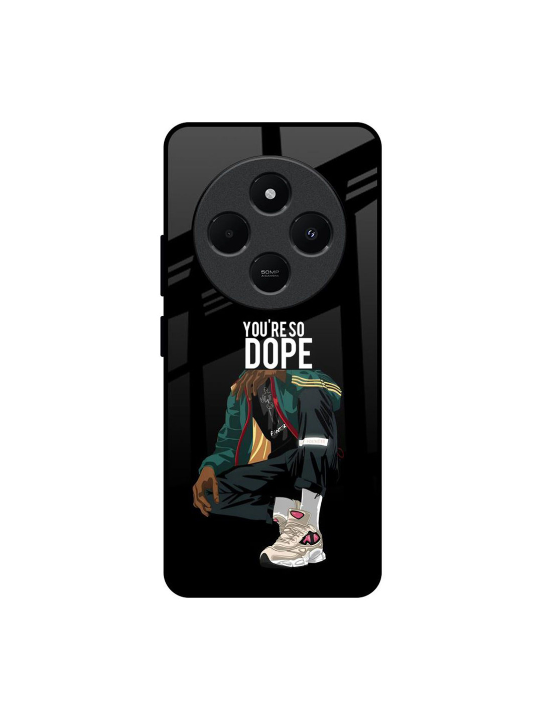 QRIOH Unisex Redmi 14C 5G Dope Person Impact Resistant Glass Back Case