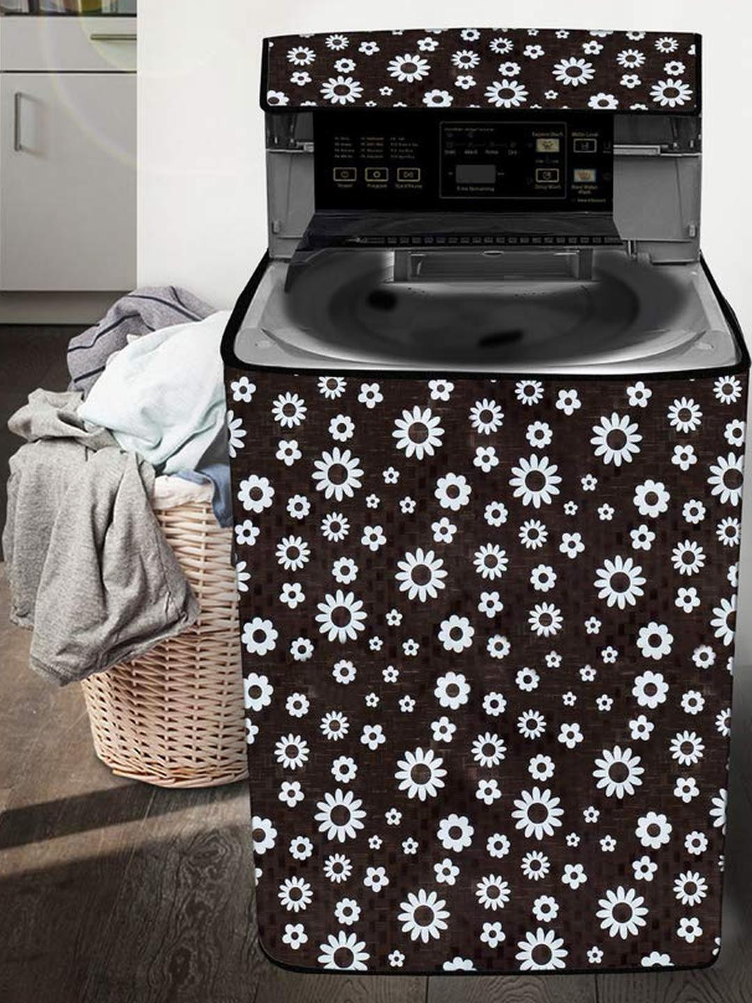 The Furnishing Tree Washing Machine Cover Floral Pattern White Compatible for Whirlpool 7.5 Kg Full