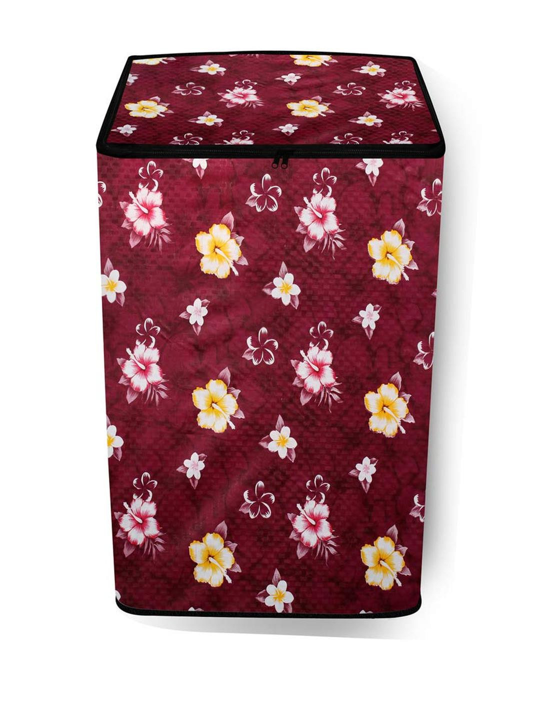 The Furnishing Tree Washing Machine Cover Floral Red Compatible for Whirlpool 6.5 Kg Fully-Automati