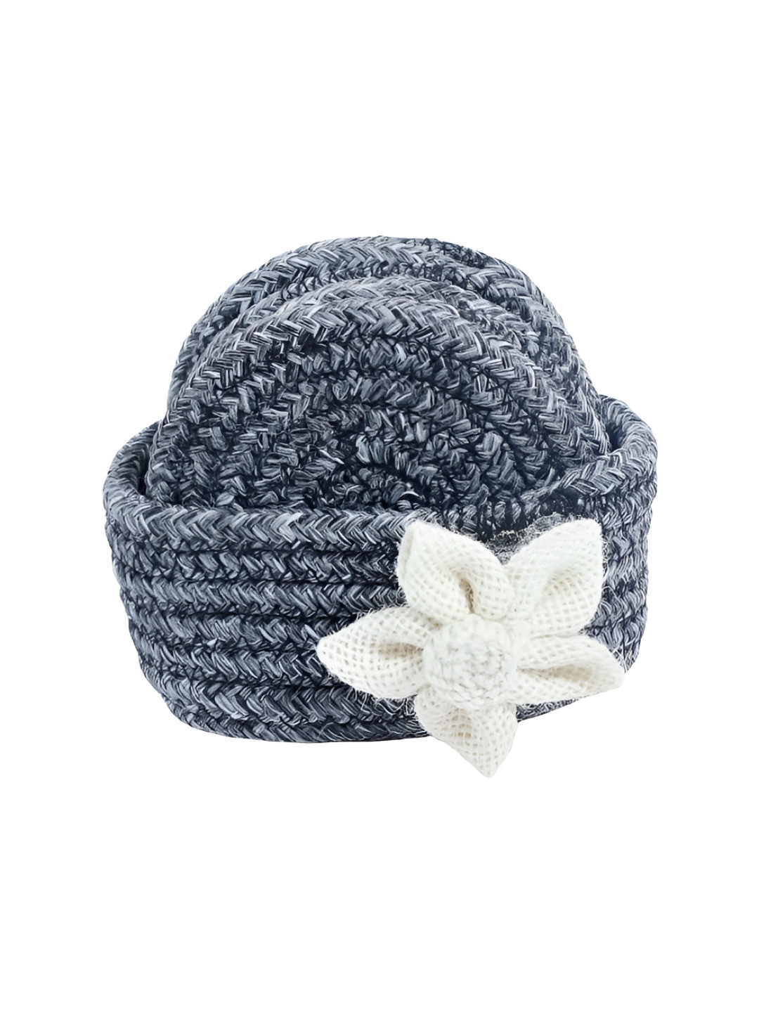 AURKA 6 Pcs Grey Braided Round Absorbent Boho Versatile Coasters With Floral Holders