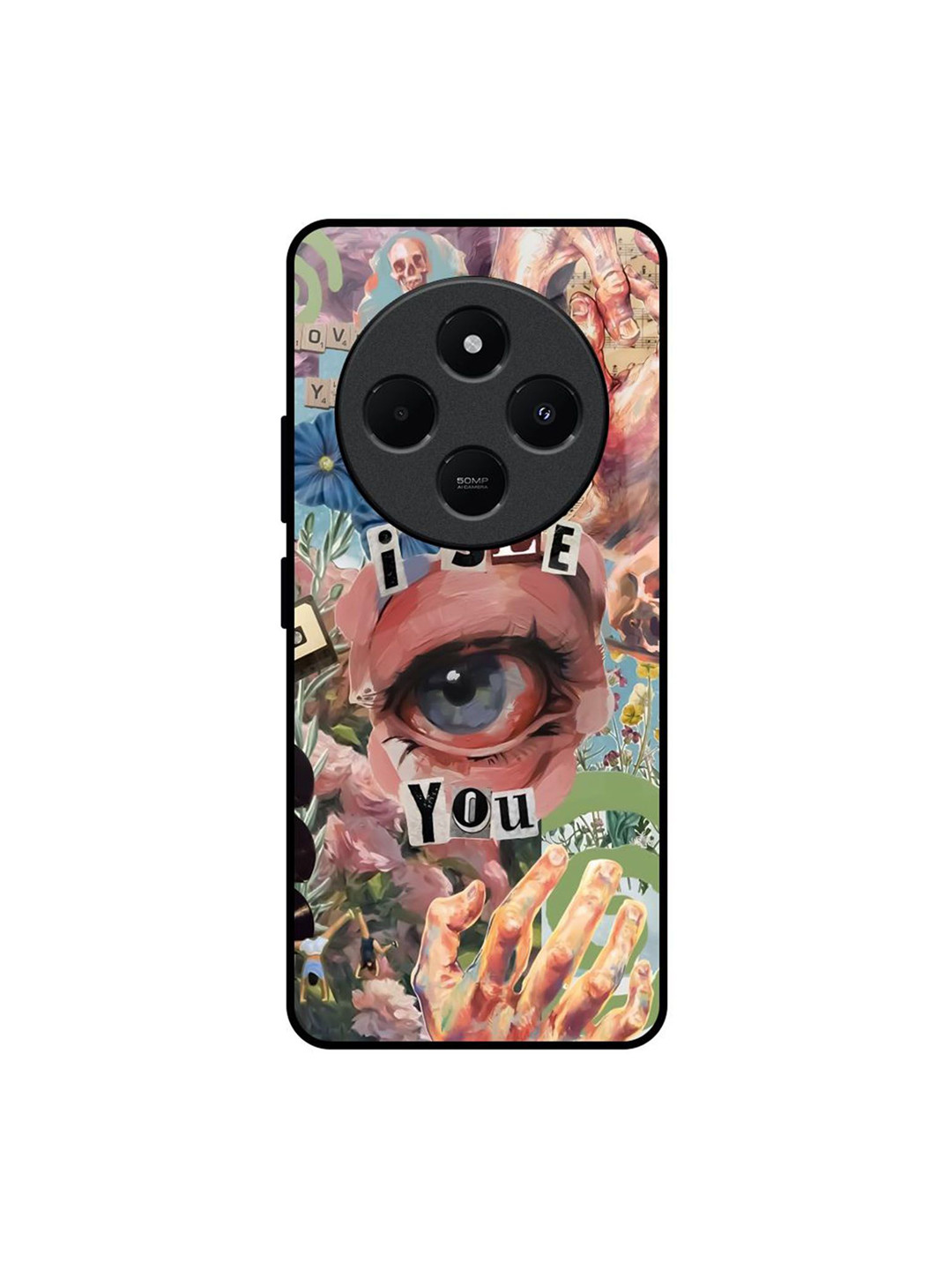 QRIOH Quirky Printed Glass Redmi 14C 5G Mobile Back Case Cover