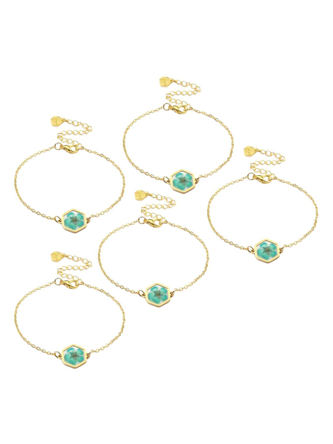 SALTY Set Of 5 Stainless Steel Floral Aurora Resin Wraparound Rakhis