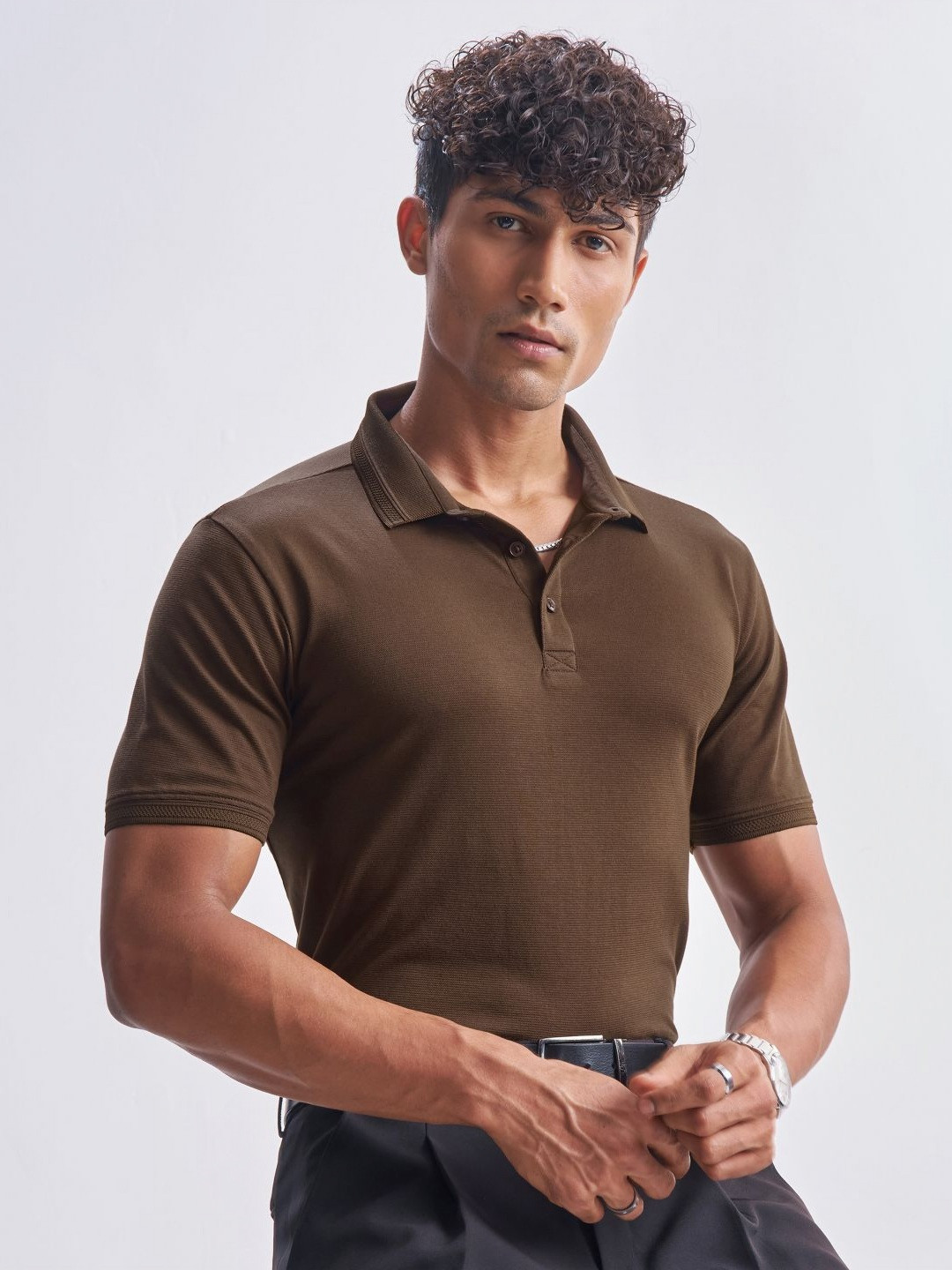 HIGHLANDER Polo Collar Short Sleeves Regular Fit Casual T-Shirt