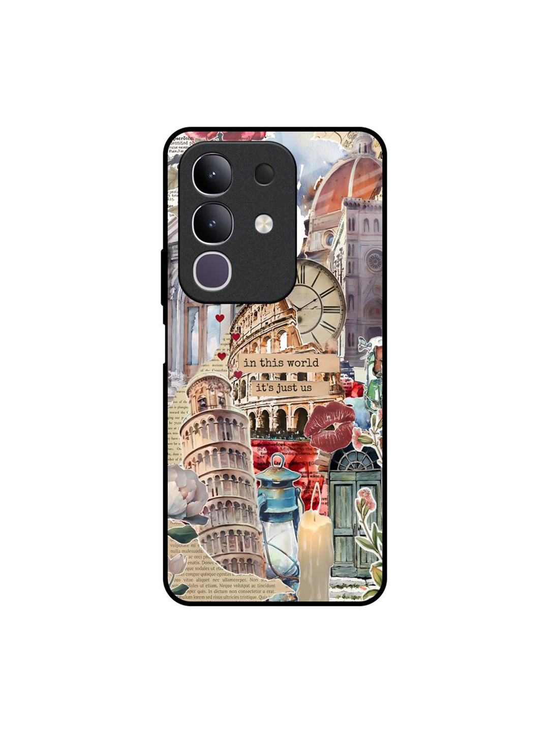 QRIOH Unisex Quirky Printed Vivo T4x 5G Italian Vibes Glass Back Case Mobile Accessories