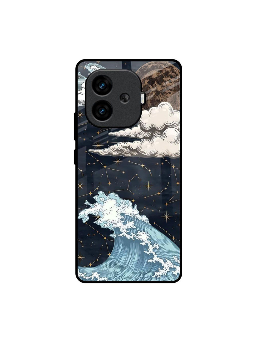 QRIOH High Tides Printed iQOO Neo 10R 5G Glass Back Case Mobile Accessories