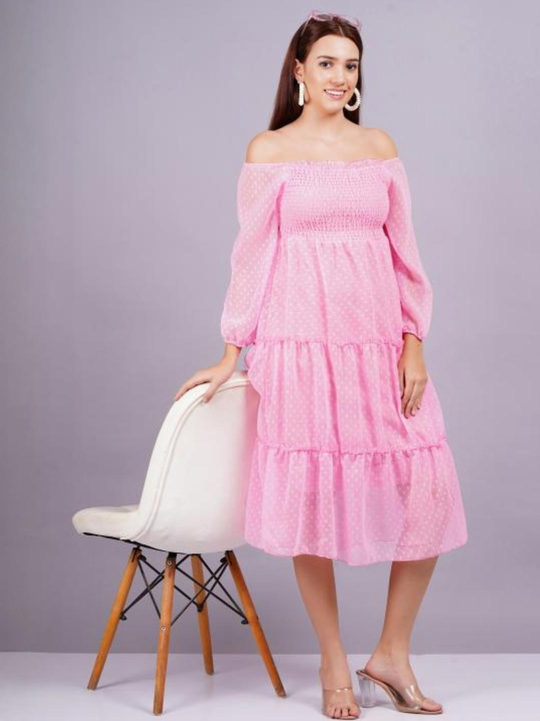 Pink Georgette Women Dress