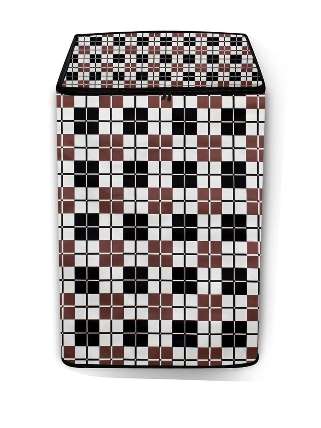 The Furnishing Tree Washing Machine Cover Checkered Pattern Grey Compatible for Whirlpool 7.5 Kg Fu
