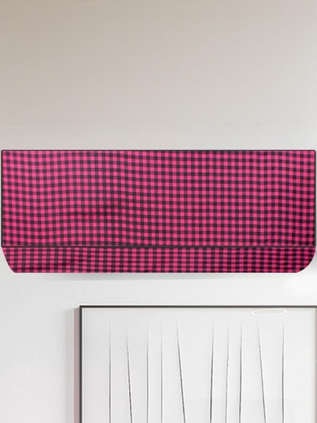 The Furnishing Tree 1.5 Ton Split AC Cover for Indoor and Outdoor Units Checkered Pattern Maroon