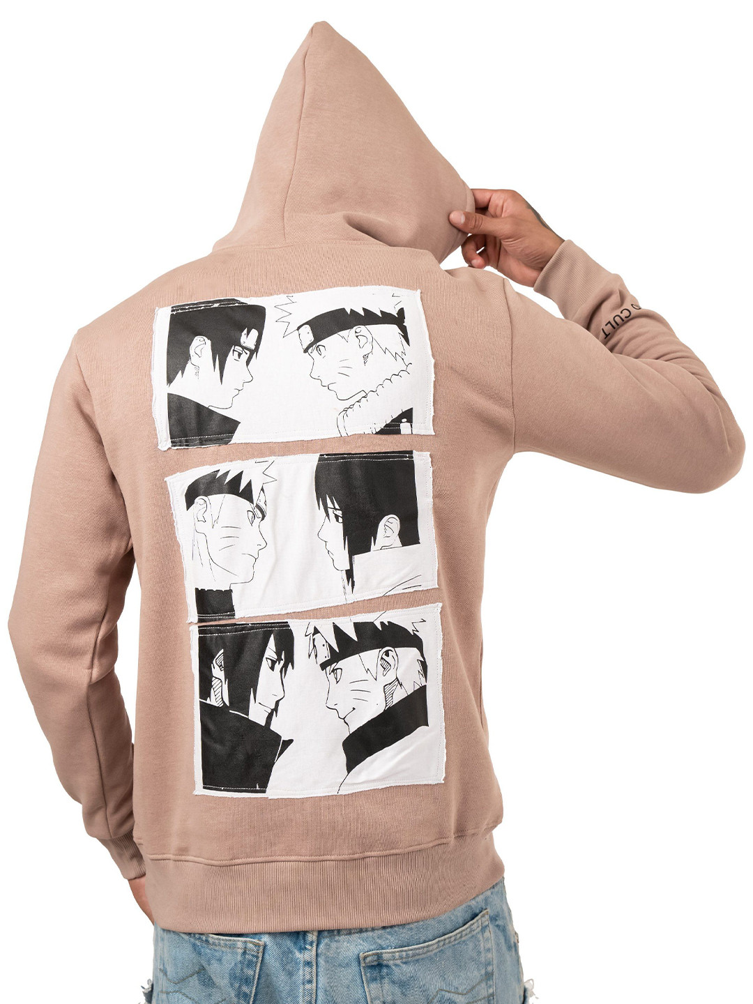 RHINO CULT Men Naruto X Sasuke Fight Printed Hooded Sweatshirt