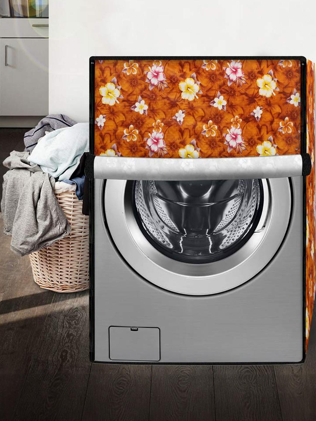 The Furnishing Tree Washing Machine Cover Floral Yellow Compatible for Whirlpool 8 Kg Fully-Automat