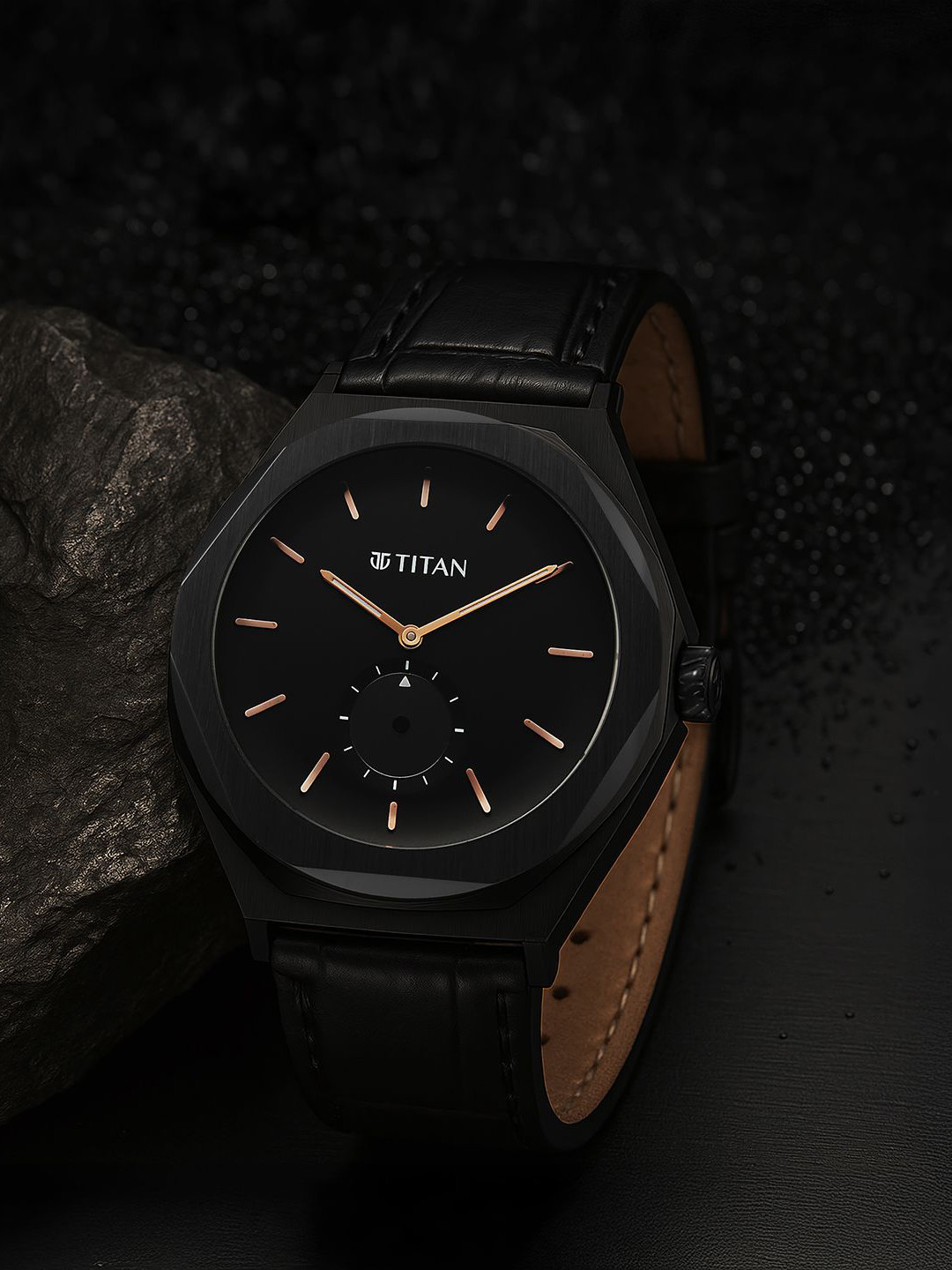 Titan Men's Classique Contour Quartz Black Round Dial Analog Watch - 90210NL01