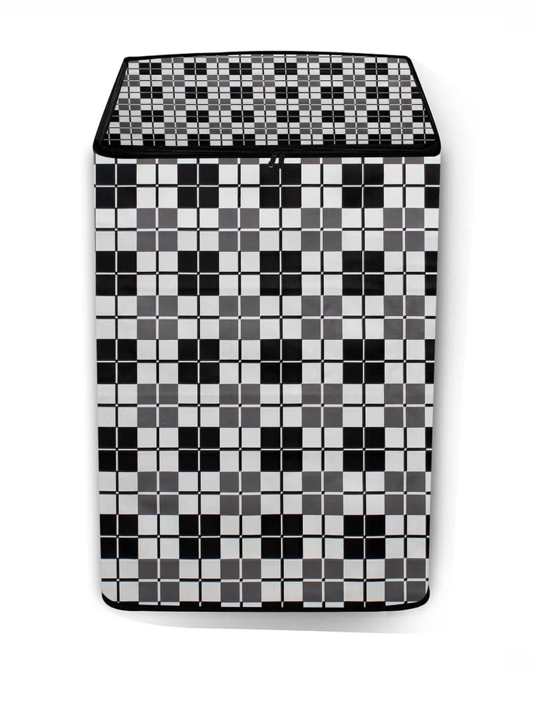 The Furnishing Tree Washing Machine Cover Checkered Pattern Black Base Compatible for Whirlpool 8 k